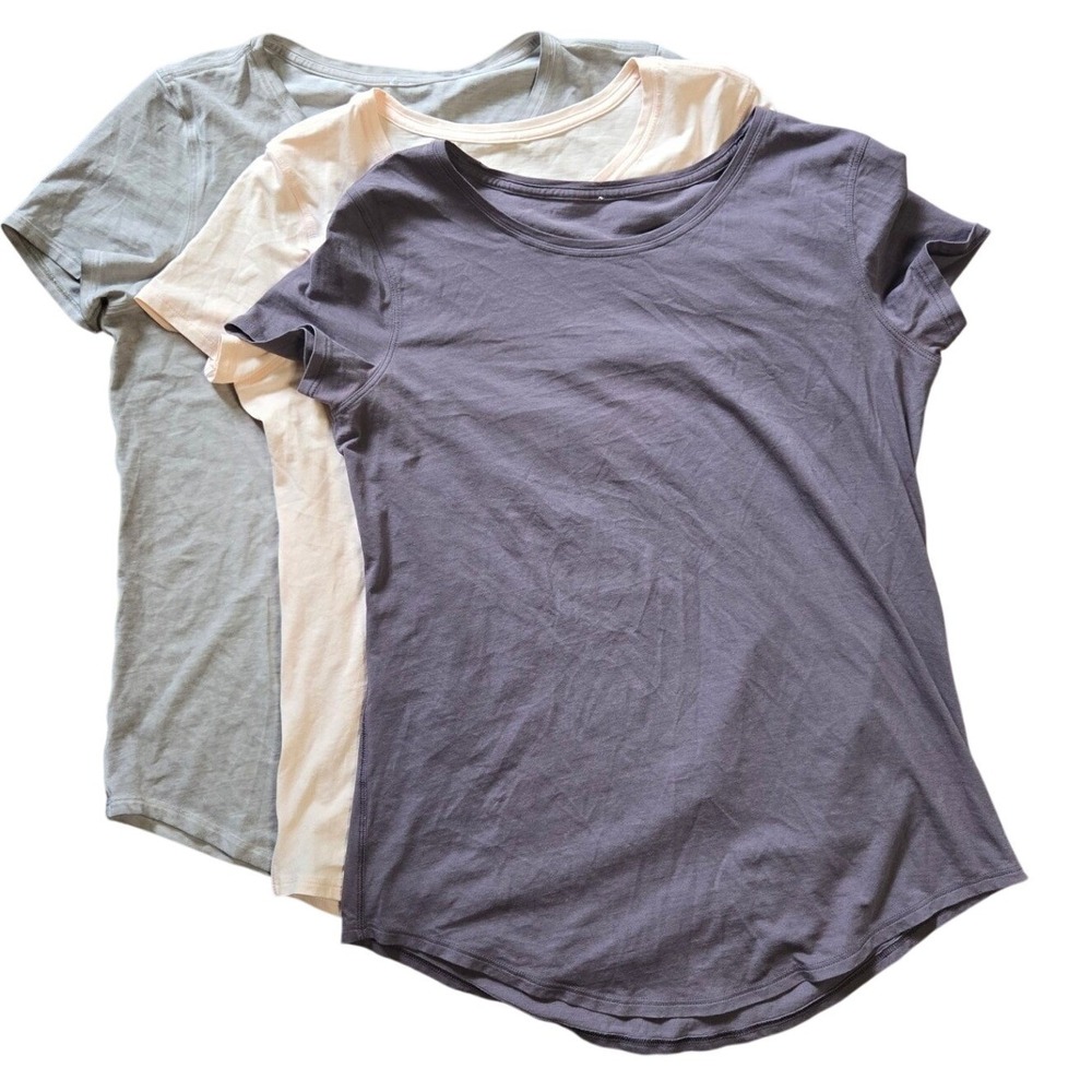 Lululemon Women's Short Sleeve Tee Bundle 4 Piece Crewneck V Neck Neutral Colors - Picture 2 of 8